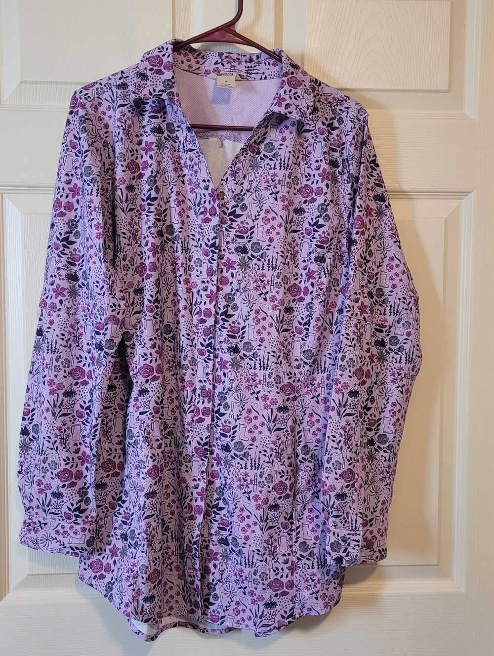 Duluth Trading Women Sidewinder Gardening Floral Button-Up Shirt Medium NWOT